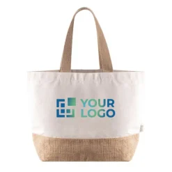 Gift Campaign Borsa in cotone riciclato da 320 g/m2 con base e manici in iuta></noscript> Borse Per La Spesa|Borse In Juta