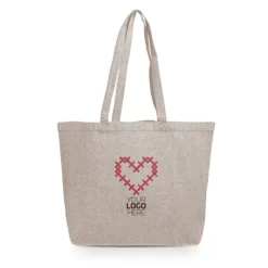 Gift Campaign Borsa in cotone riciclato con effetto mélange e soffietto 280 g/m2><noscript><img width=