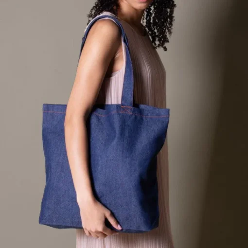 Gift Campaign Borsa in denim riciclato personalizzabile con manici lunghi 280 g/m2> Shopper In Cotone Personalizzate