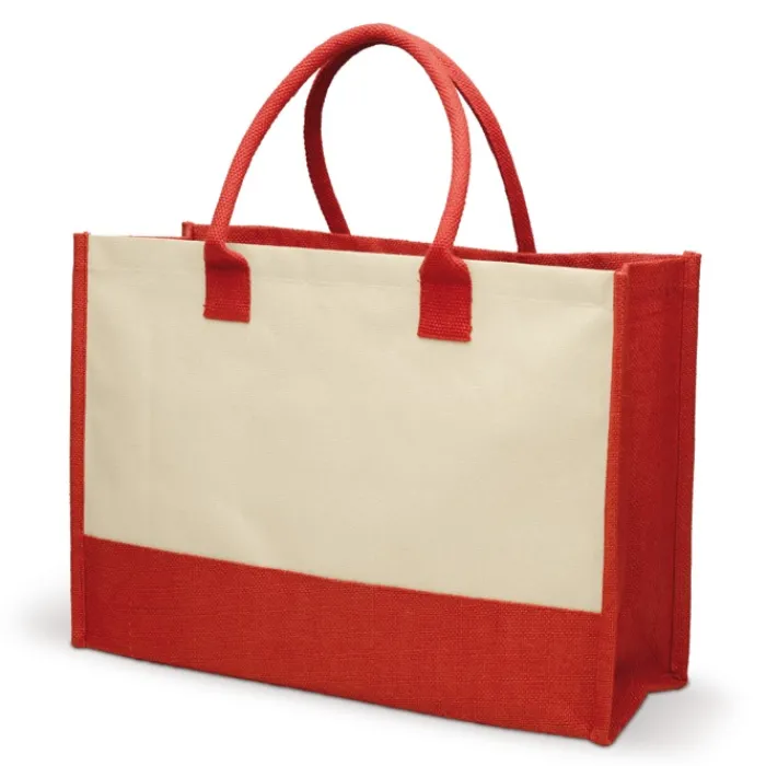 Gift Campaign Borsa in iuta da 340g/m2 e tela da 280g/m2 con manici corti in cotone> Borse Per La Spesa|Borse In Juta