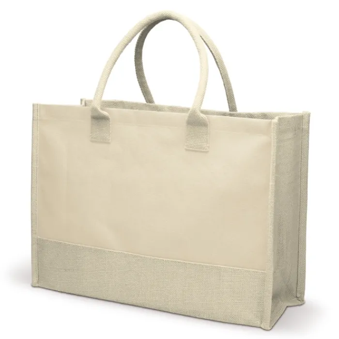 Gift Campaign Borsa in iuta da 340g/m2 e tela da 280g/m2 con manici corti in cotone> Borse Per La Spesa|Borse In Juta