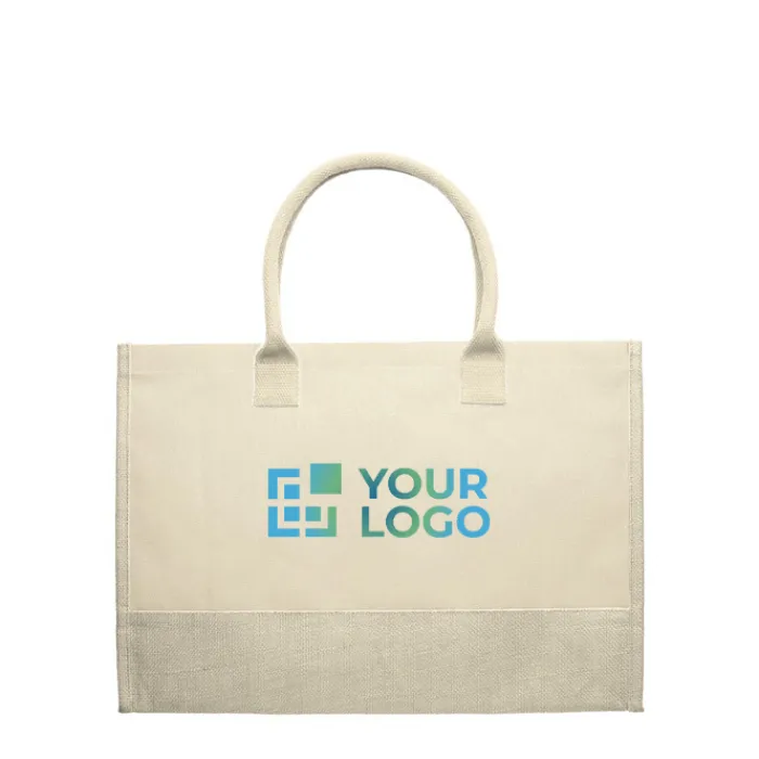 Gift Campaign Borsa in iuta da 340g/m2 e tela da 280g/m2 con manici corti in cotone> Borse Per La Spesa|Borse In Juta
