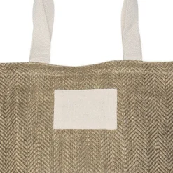 Gift Campaign Borsa in juta con manici in cotone e tessuto con motivo a zig-zag> Borse In Juta