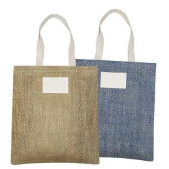 Gift Campaign Borsa in juta con manici in cotone e tessuto con motivo a zig-zag></noscript> Borse In Juta