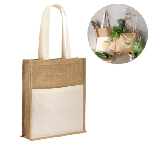 Gift Campaign Borsa in juta personalizzata con tasca 240 g/m2 Yute Pocket> Borse In Juta|Tote Bag Personalizzate