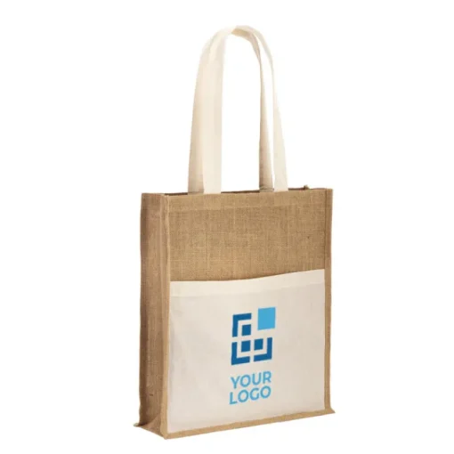 Gift Campaign Borsa in juta personalizzata con tasca 240 g/m2 Yute Pocket> Borse In Juta|Tote Bag Personalizzate