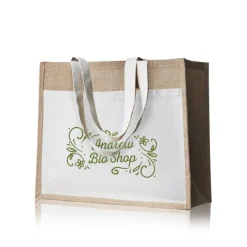 Gift Campaign Borsa mare di juta personalizzata con tasca frontale in cotone da 265 g/m2> Borse In Juta