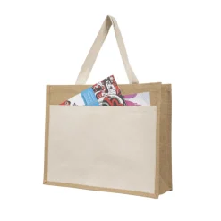 Gift Campaign Borsa mare di juta personalizzata con tasca frontale in cotone da 265 g/m2> Borse In Juta