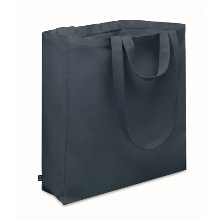 Gift Campaign Borsa per la spesa con tasca laterale in poli cotone riciclato 380g/m²> Shopper In Cotone Personalizzate|Borse Per La Spesa