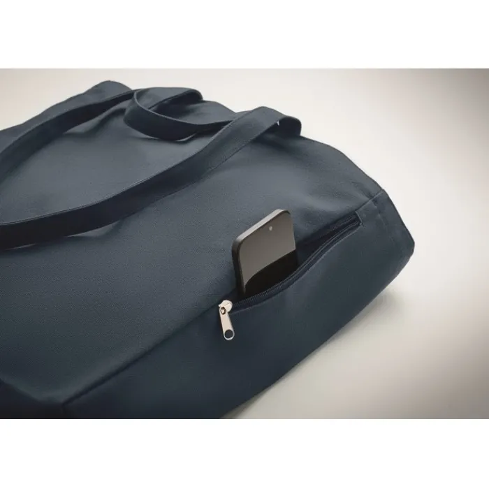 Gift Campaign Borsa per la spesa con tasca laterale in poli cotone riciclato 380g/m²> Shopper In Cotone Personalizzate|Borse Per La Spesa