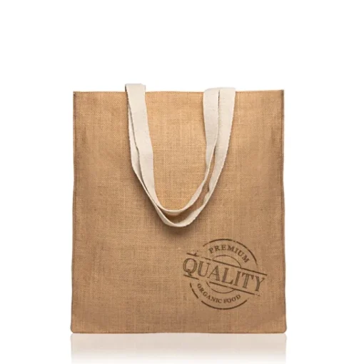 Gift Campaign Borsa per la spesa in juta con manici in cotone colorati 265 g/m2> Borse In Juta