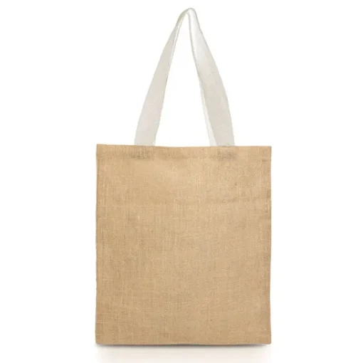 Gift Campaign Borsa per la spesa in juta con manici in cotone colorati 265 g/m2> Borse In Juta