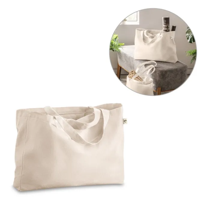 Gift Campaign Borsa shopper in cotone riciclato e poliestere manici lunghi 280g/m2> Shopper In Cotone Personalizzate