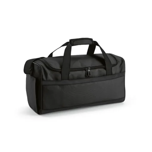 Gift Campaign Borsa sportiva personalizzata in rPET 600D con cinghie nere riflettenti> Borse Da Palestra