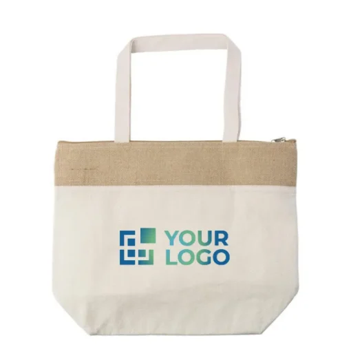 Gift Campaign Borsa termica con cerniera in cotone con bordo superiore in juta> Borse Termiche