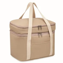 Gift Campaign Borsa termica con logo doppio scomparto tracolla cotone Canvas Duo> Borse Termiche