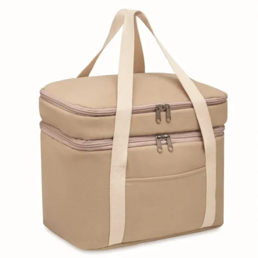 Gift Campaign Borsa termica con logo doppio scomparto tracolla cotone Canvas Duo> Borse Termiche