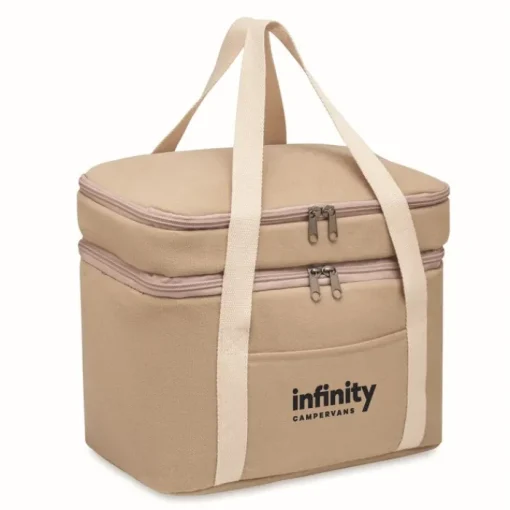 Gift Campaign Borsa termica con logo doppio scomparto tracolla cotone Canvas Duo> Borse Termiche