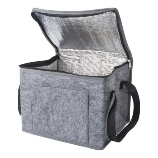 Gift Campaign Borsa termica con logo in feltro RPET con tasca frontale> Borse Termiche