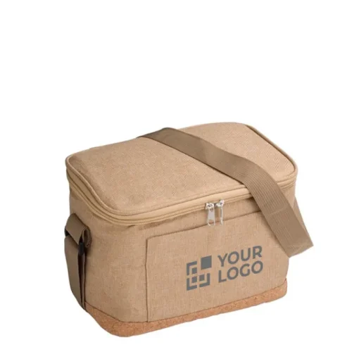 Gift Campaign Borsa termica in 600 D rPET con base di sughero e tasca anteriore> Borse Termiche