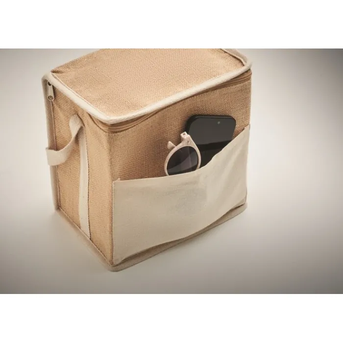 Gift Campaign Borsa termica in juta e cotone con tasca frontale e capacità di 3l> Borse Termiche
