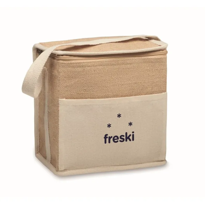 Gift Campaign Borsa termica in juta e cotone con tasca frontale e capacità di 3l> Borse Termiche
