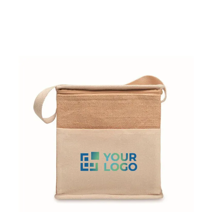 Gift Campaign Borsa termica in juta e cotone con tasca frontale e capacità di 3l> Borse Termiche
