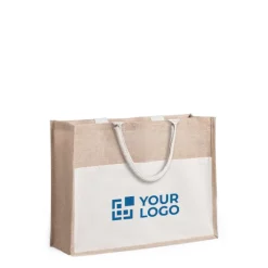 Gift Campaign Borse di juta da personalizzare con logo tasca anteriore Pocket XL> Borse In Juta
