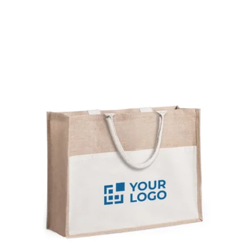 Gift Campaign Borse di juta da personalizzare con logo tasca anteriore Pocket XL> Borse In Juta
