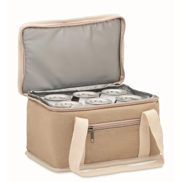 Gift Campaign Borse frigo con logo in tela con tracolla cotone per 6 lattine Compect> Borse Termiche