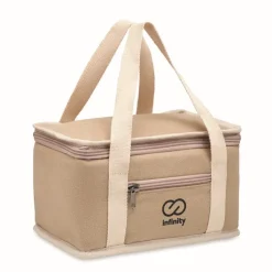 Gift Campaign Borse frigo con logo in tela con tracolla cotone per 6 lattine Compect></noscript> Borse Termiche