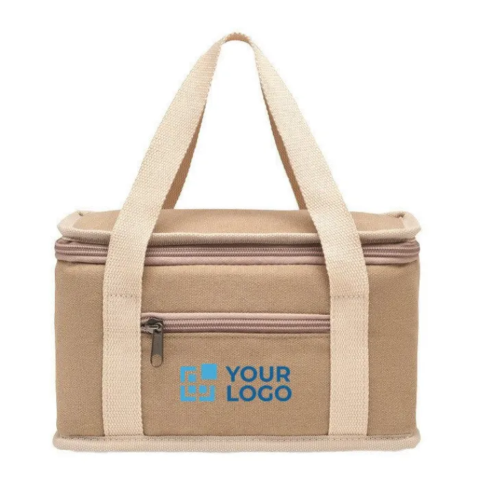 Gift Campaign Borse frigo con logo in tela con tracolla cotone per 6 lattine Compect> Borse Termiche