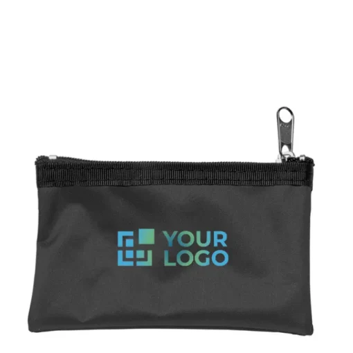 Gift Campaign Borsellino personalizzato in nylon con chiusura a zip nera> Portafogli