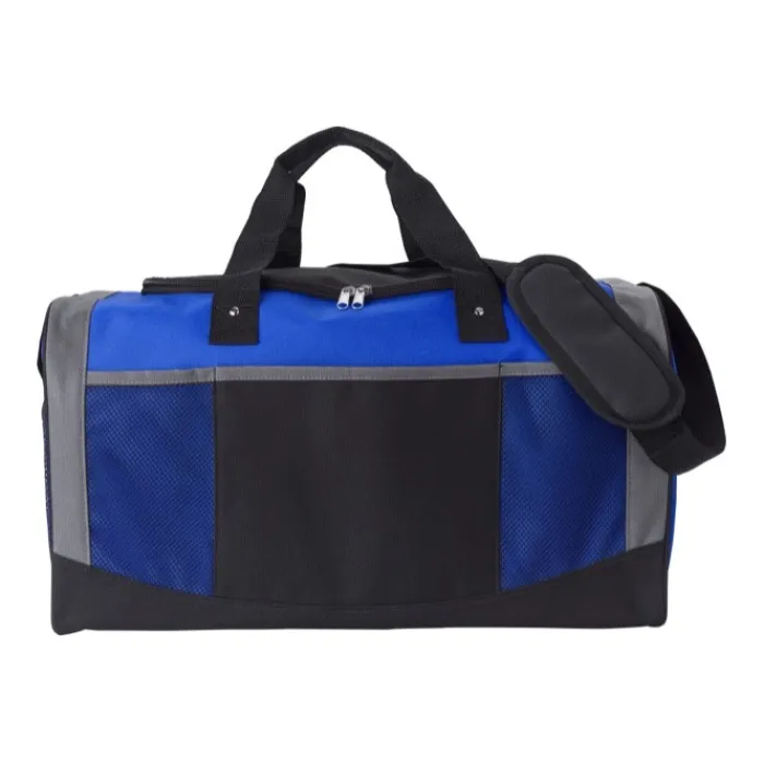 Gift Campaign Borsone sportivo a tre colori in poliestere 600D con tasche a rete> Borse Da Palestra