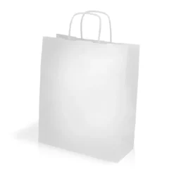 Gift Campaign Busta bianca dai manici corti in carta kraft da 90 g/m2> Buste Di Carta