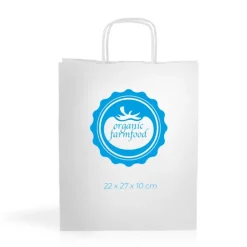 Gift Campaign Busta bianca dai manici corti in carta kraft da 90 g/m2> Buste Di Carta