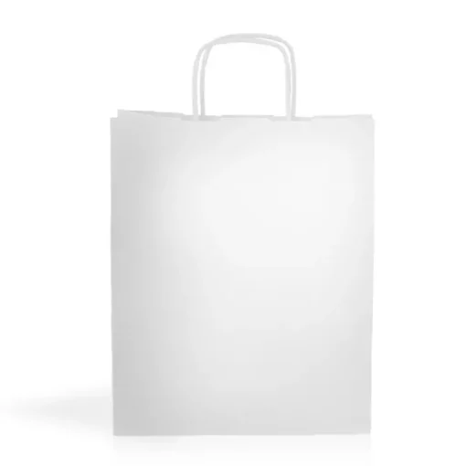 Gift Campaign Busta bianca dai manici corti in carta kraft da 90 g/m2> Buste Di Carta