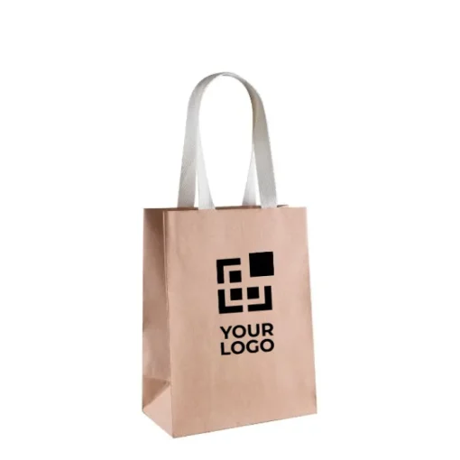 Gift Campaign Buste di carta kraft FSC con logo da 150 gr/m2 con manici in cotone> Buste Di Carta