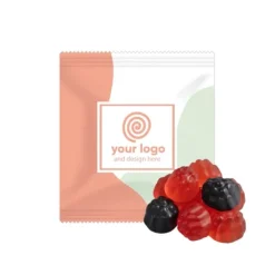 Gift Campaign Bustina con caramelle gommose promozionali ai frutti rossi 7g> Caramelle Personalizzate