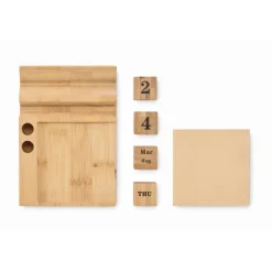 Gift Campaign Calendario da tavolo in bambù con supporto per cellulare e post-it></noscript> Gadget Per L'Ufficio