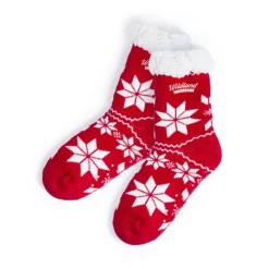 Gift Campaign Calzini antiscivolo rossi con design natalizio e logo Cozy Xmas> Gadget Natalizi