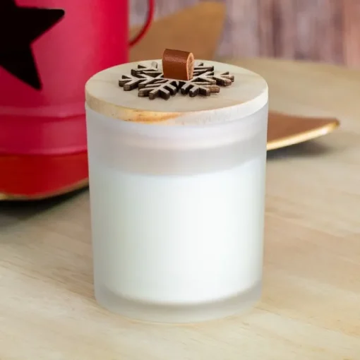Gift Campaign Candela alla vaniglia con fiocco di neve in rilievo sul coperchio> Candele|Gadget Natalizi