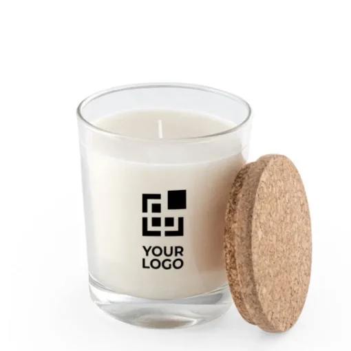 Gift Campaign Candela alla vaniglia in vasetto di vetro con tappo in sughero 180g> Candele