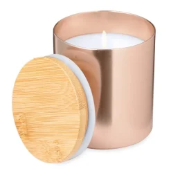 Gift Campaign Candela alla vaniglia in barattolino metallico con coperchio in bambù> Candele