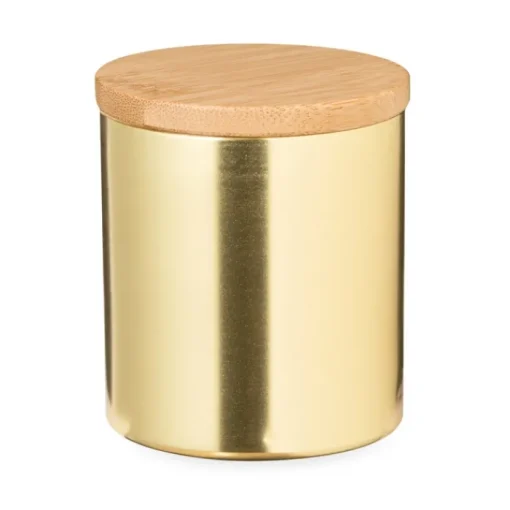 Gift Campaign Candela alla vaniglia in barattolino metallico con coperchio in bambù> Candele