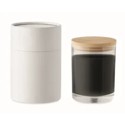 Gift Campaign Candela alla vaniglia in vasetto vetro con coperchio di bambù Scented> Candele
