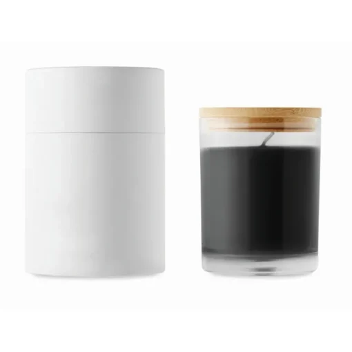 Gift Campaign Candela alla vaniglia in vasetto vetro con coperchio di bambù Scented> Candele