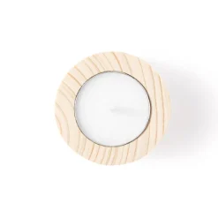 Gift Campaign Candela classica al profumo di vaniglia con base in legno Base> Candele