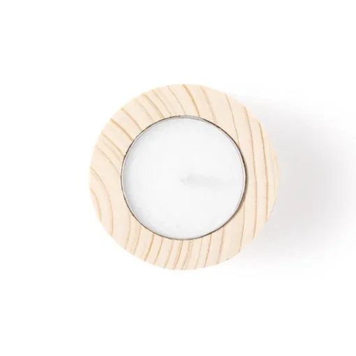 Gift Campaign Candela classica al profumo di vaniglia con base in legno Base> Candele