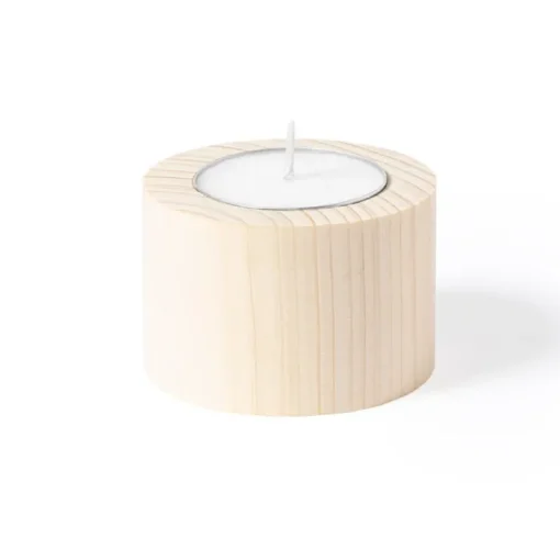 Gift Campaign Candela classica al profumo di vaniglia con base in legno Base> Candele